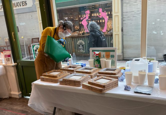 Roseanne Wakeley making hand casts