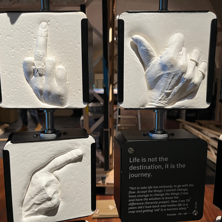 Three hand gestures made out of skin alginate